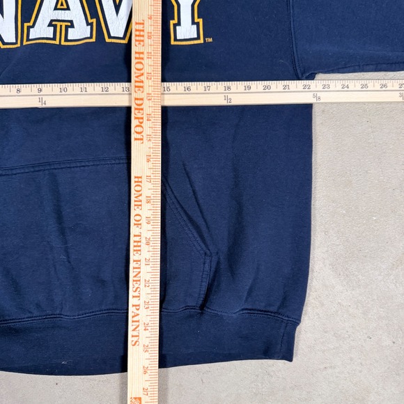 Gildan Navy Blue Hoodie Sweatshirt Mens Large Heavy Blend Pullover - Picture 3 of 4